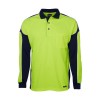 Lime Navy Gunna Hi Vis LS Polo Shirts